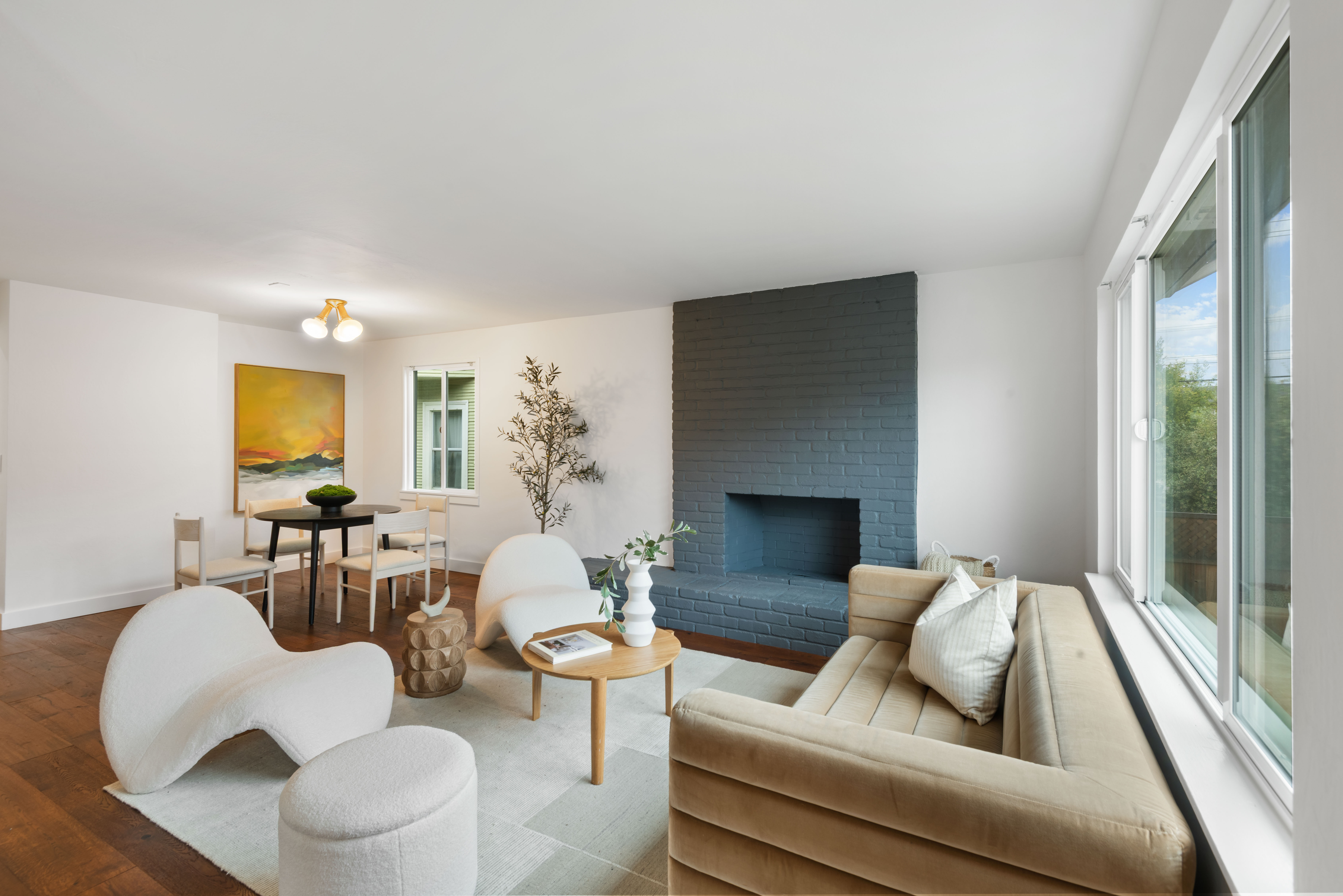 Great room with fireplace